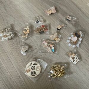 Metal Croc type Jibitz charms for shoes, butterflies,